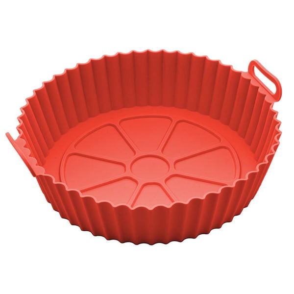 Forma Redonda de Silicone para Air Fryer Lyor 19cm Antiaderente Flexível Resistente Vermelha Vermelho