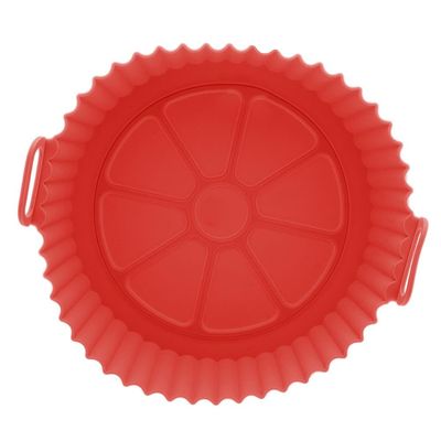 Forma Redonda de Silicone para Air Fryer Lyor 19cm Antiaderente Flexível Resistente Vermelha Vermelho