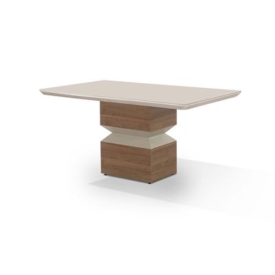 Mesa de Jantar Retangular Aço Nobre Aurora com 6 Cadeiras Estofadas  Champagne/Areia