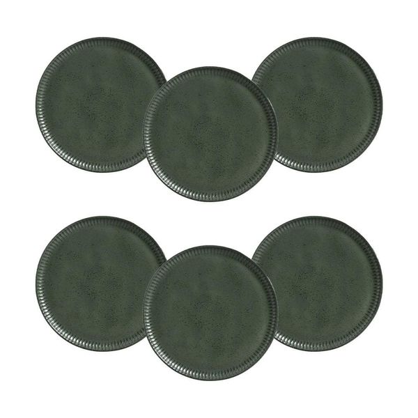 Conjunto de Pratos Rasos Porto Brasil Linhas Greenery Verde 27,5cm - 6 Peças