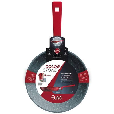 Frigideira Euro Colorstone Volcano Alumínio Antiaderente 24cm  Chumbo