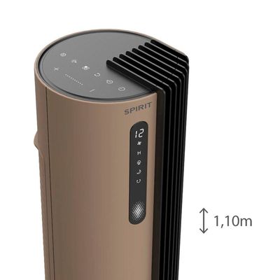 Ventilador de Torre 110cm Spirit Esterilizador com 12 velocidades, Controle Remoto e Timer de até 12 horas, Marrom  Bivolt