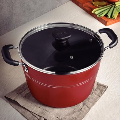 Caldeirão Tramontina Sicília em Alumínio com Revestimento Interno e Externo Antiaderente Starflon Excellent 26cm  Vermelho