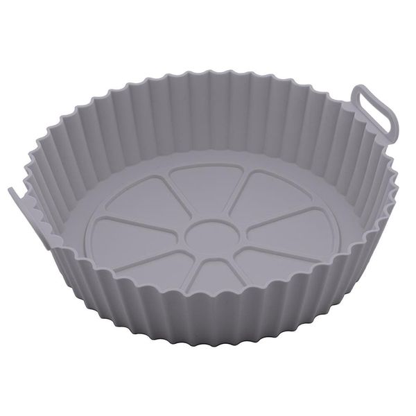 Forma Redonda de Silicone para Air Fryer Lyor 19cm Antiaderente Flexível Resistente Cinza Cinza