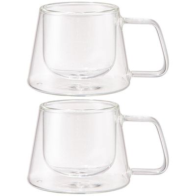 Conjunto com 2 Xícaras para Café Wolff com Parede Dupla - 180 ml Transparente