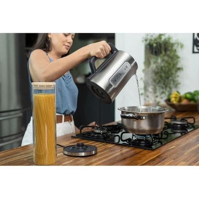 Chaleira Elétrica Black+Decker KEPG Gourmand Gris 1,7L Seletor de Temperatura LED Azul Inox Inox / 110