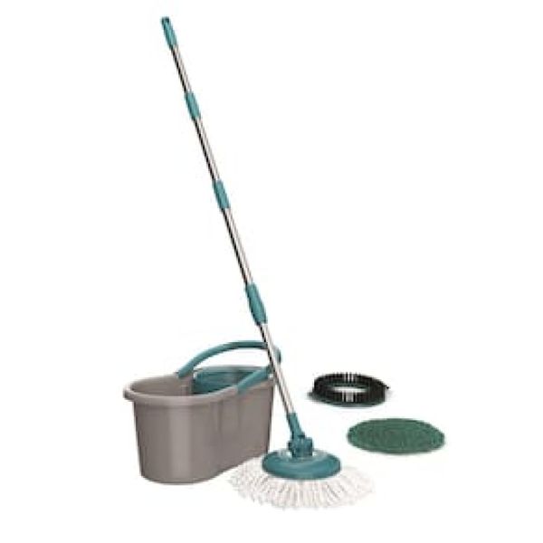 Mop Giratório FlashLimp Fit 3 em 1 com Balde 8L, Cabo Telescópico e 3 Tipos de Refis - Cinza