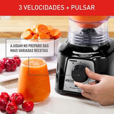 Liquidificador Arno Power Mix Essential LQ19 700W Jarra 2,4L 3 Velocidades Preto Preto / 110