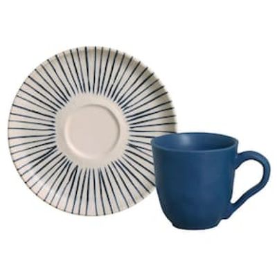 Conjunto com 6 Xícaras e Pires para Café Porto Brasil Bio Elemento em Stoneware Cinza - 120 ml