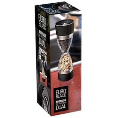 Moedor de Pimenta Dual em Acrílico Euro Home  Preto/Transparente