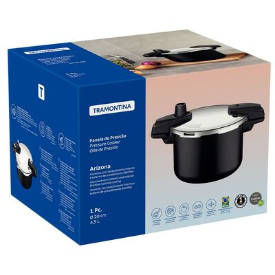 Panela de Pressão Tramontina Arizona em Alumínio com Revestimento Interno e Externo Antiaderente Starflon Max 4,5L – Preto