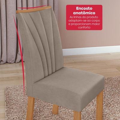 Conjunto Sala de Jantar Mesa Easy Tower 170x90cm MDF/Vidro com 6 Cadeiras Confort  Amendoa/off White