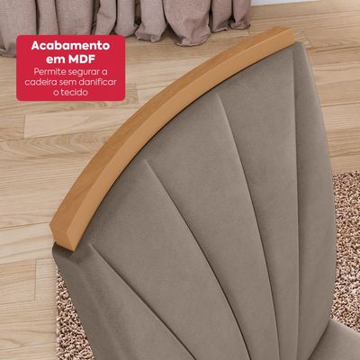 Conjunto Sala de Jantar Mesa Easy Tower 170x90cm MDF/Vidro com 6 Cadeiras Confort  Amendoa/off White