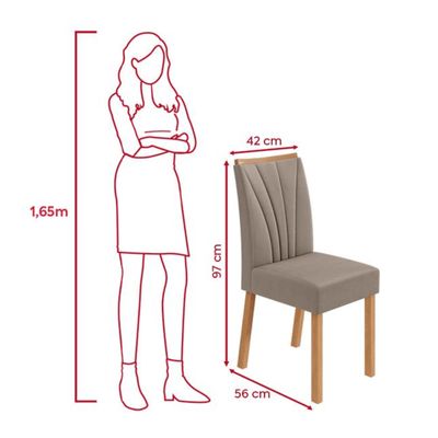 Conjunto Sala de Jantar Mesa Easy Tower 170x90cm MDF/Vidro com 6 Cadeira Armoni Amendoa/off White