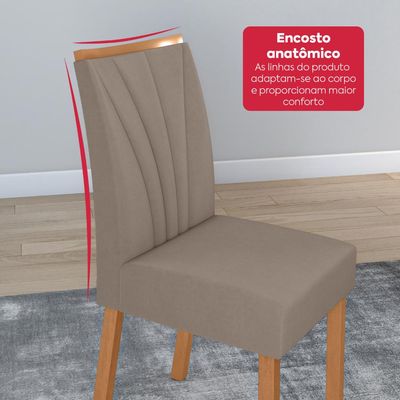 Conjunto Sala de Jantar Mesa Easy Tower 170x90cm MDF/Vidro com 6 Cadeira Armoni Amendoa/off White