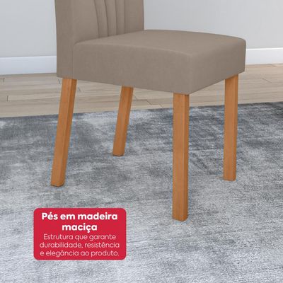 Conjunto Sala de Jantar Mesa Easy Tower 170x90cm MDF/Vidro com 6 Cadeira Armoni Amendoa/off White