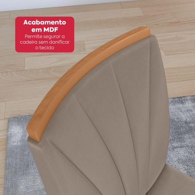 Conjunto Sala de Jantar Mesa Easy Tower 170x90cm MDF/Vidro com 6 Cadeira Armoni Amendoa/off White
