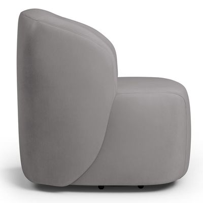 Poltrona Giratória Orgânica Para Sala Living Heidy F04 Veludo Cinza - Lyam Decor