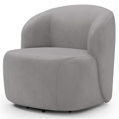 Poltrona Giratória Orgânica Para Sala Living Heidy F04 Veludo Cinza - Lyam Decor