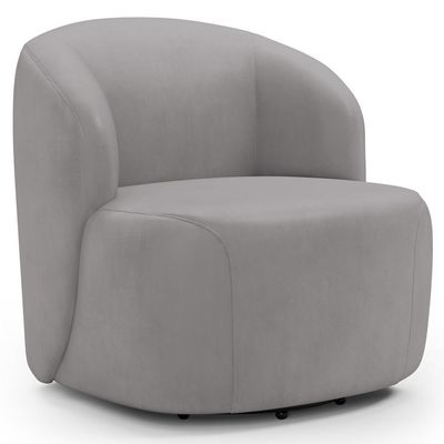 Poltrona Giratória Orgânica Para Sala Living Heidy F04 Veludo Cinza - Lyam Decor