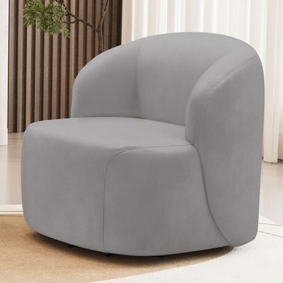 Poltrona Giratória Orgânica Para Sala Living Heidy F04 Veludo Cinza - Lyam Decor
