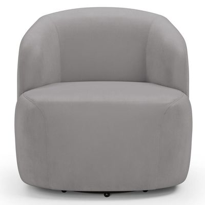 Poltrona Giratória Orgânica Para Sala Living Heidy F04 Veludo Cinza - Lyam Decor