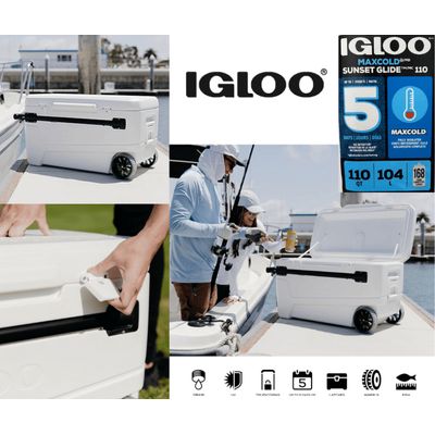 Caixa Térmica Cooler Igloo Maxcold 104L 110 Qt Rodas Coleman
