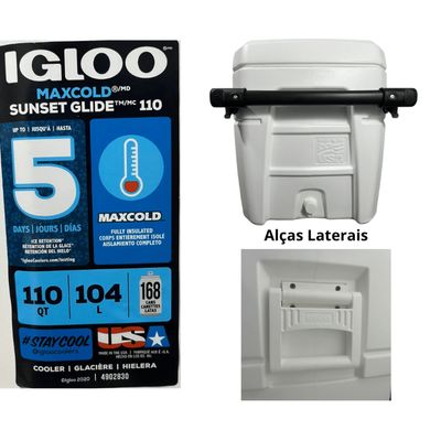 Caixa Térmica Cooler Igloo Maxcold 104L 110 Qt Rodas Coleman