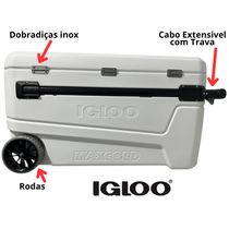 Caixa Térmica Cooler Igloo Maxcold 104L 110 Qt Rodas Coleman