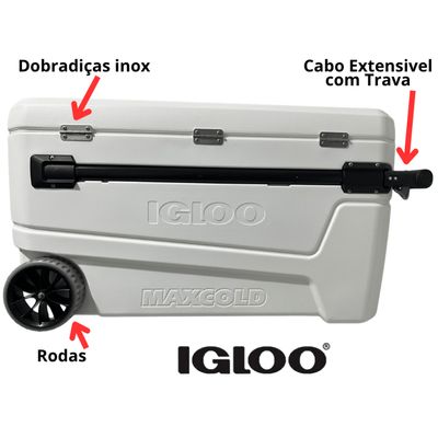 Caixa Térmica Cooler Igloo Maxcold 104L 110 Qt Rodas Coleman