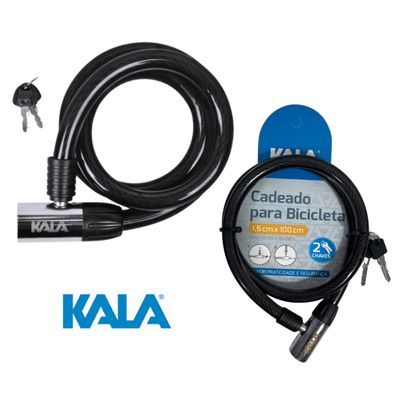 Corrente Cadeado De Segurança Bicicleta 1 Mt 2 Chaves Kala