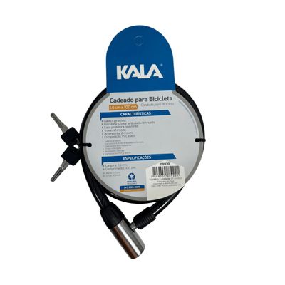 Corrente Cadeado De Segurança Bicicleta 1 Mt 2 Chaves Kala