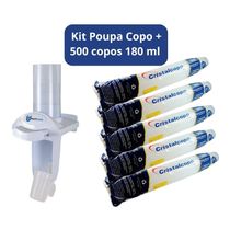 Dispenser Poupa Copo + 500 Copos Descartáveis 180ml Cristal
