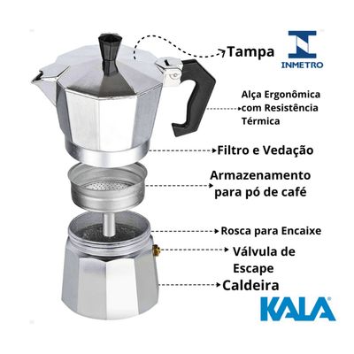 Cafeteira Italiana Alumínio 9 Xícaras Moka 450ml Kala