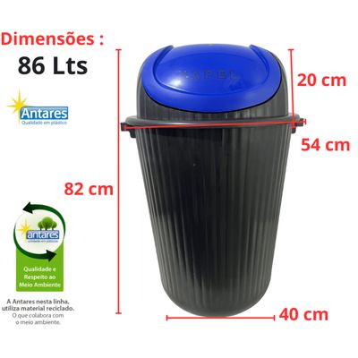 Conjunto Lixeira Para Reciclagem Colorida 86 Lt Antares 04 U