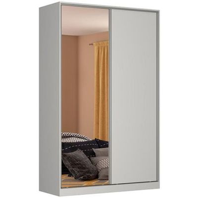 Guarda-Roupa Nova Mobile Moon com Espelho, 2 Portas de Correr, 3 Gavetas e 6 Prateleiras - Branco