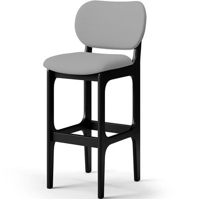 Kit 05 Banquetas Alta Para Cozinha Madeira Fixa Betta L02 Preto Facto Cinza - Lyam Decor