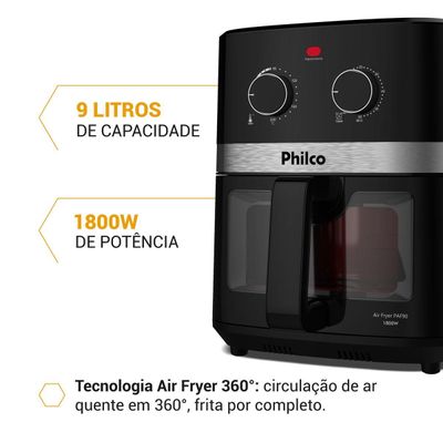Air Fryer Philco 9L Visor Glass Redstone 1800W PAF90 220V