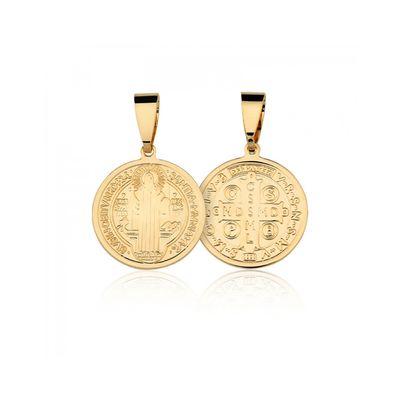 Pingente Medalha de São Bento Grande banhado em ouro 18k - 2,5cm