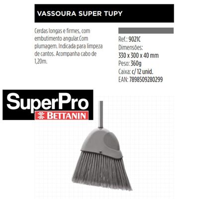 Vassoura Tupy Varre Canto Sem Cabo 30cm Bettanin Superpro