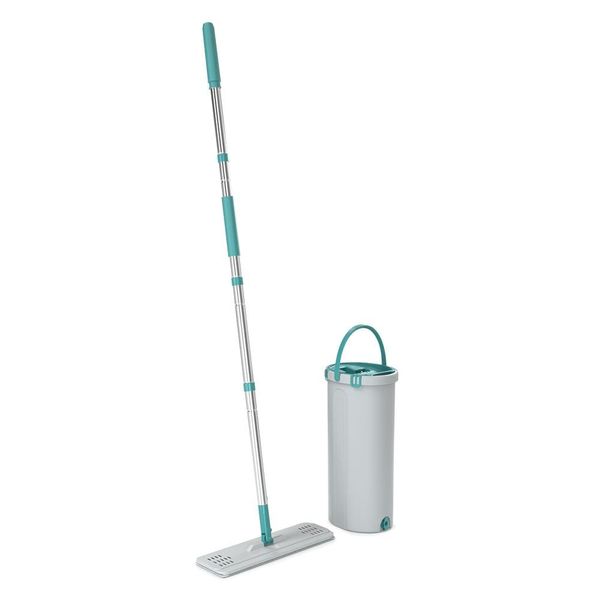 Mop Lava e Seca FlashLimp Fit com Balde 2,5L e Refil Cinza/ Verde Esmeralda