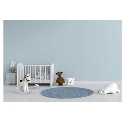Tapete Redondo Azul Cinza Felpudo Leve Antiderrapante 120cm