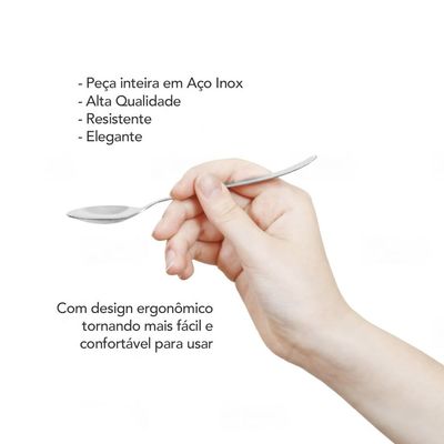 Colher de Cha Inox Resistente Restaurante Buffet Elite 6un