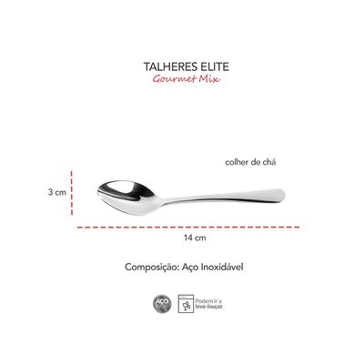 Colher de Cha Inox Resistente Restaurante Buffet Elite 6un