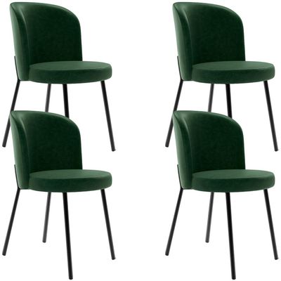 Kit 4 Cadeiras Sala de Jantar Estofada Gavi L02 Couríssimo Verde Musgo - Lyam Decor
