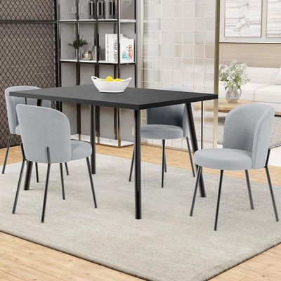 Kit 2 Cadeiras Sala de Jantar Estofada Gavi L02 Bouclê Cinza - Lyam Decor
