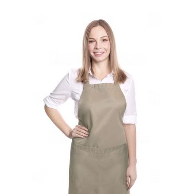 Avental Bege e Bandana Algodao Caqui Bar Cafeteria Cozinha