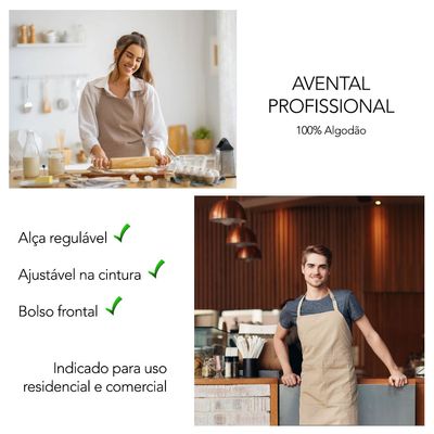 Avental Caqui Profissional Bege Chef Barista Bartender 1un