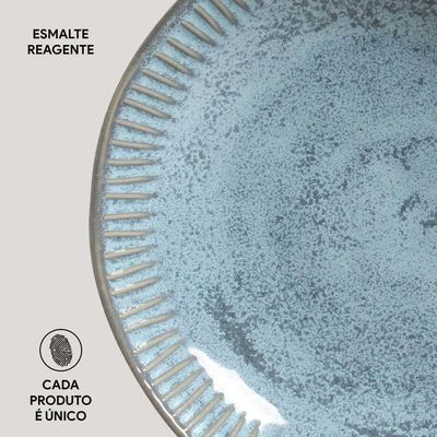 Conjunto com 6 Pratos Fundos Porto Brasil Linhas Breeze em Stoneware 22,5cm  Azul