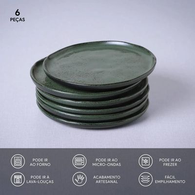 Conjunto de Pratos para Pão Porto Brasil Bio Greenery - 6 Peças